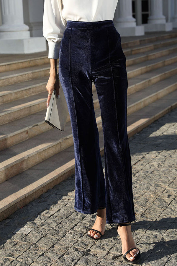Pantalones elegantes de talle alto con parches lisos y altavoz (5 colores)