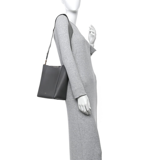 Soft Grained Calfskin Small Sangle Bucket Bag Kohl