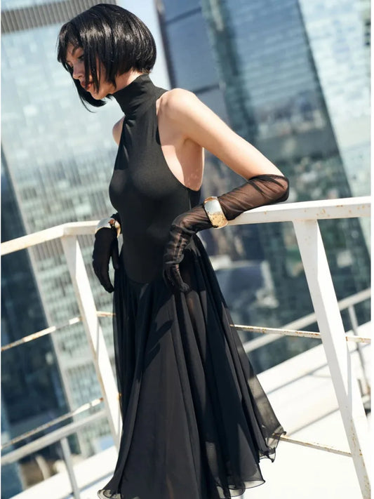 Elegant Sleeveless Bodycon Backless Women Dress Pleated Tight Party Club Evening Dress Female Autumn New Vestidos