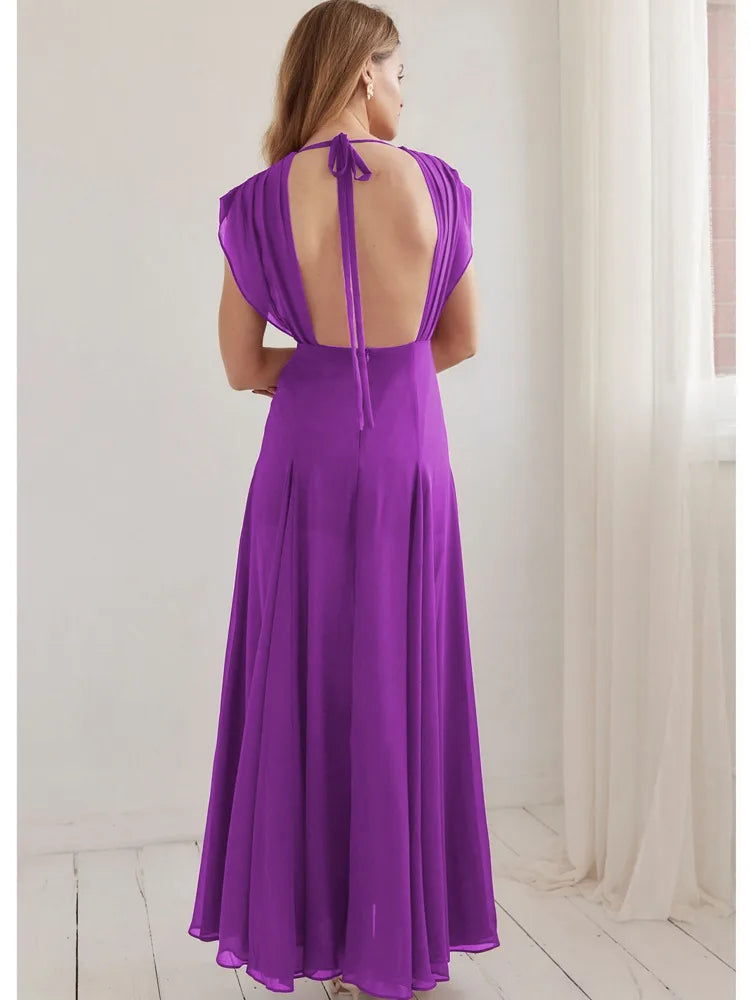 Elegante vestido de noche ajustado sin mangas con abertura para fiesta para mujer, vestido largo sexy con escote en V profundo sin espalda, vestido de otoño e invierno
