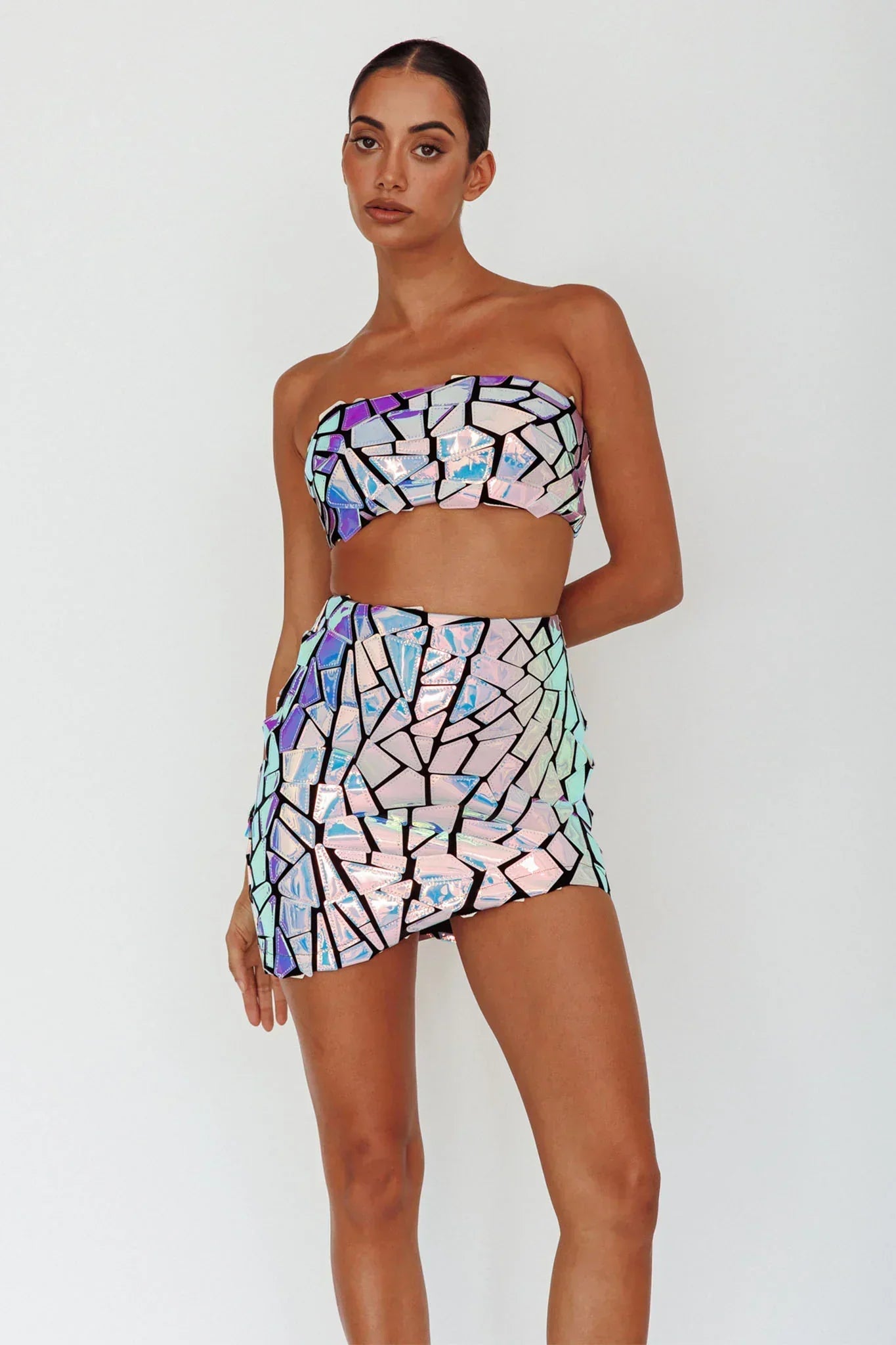 El Camino Mosaic Mini Skirt Silver