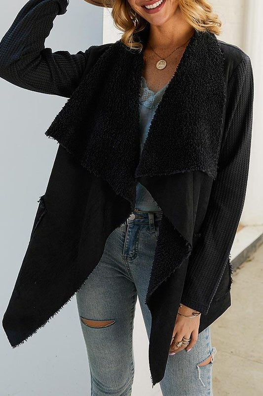 Solid Plush Irregular Coat