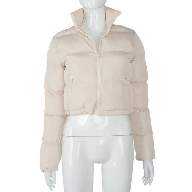Chaqueta acolchada y abrigos de plumón liso para otoño e invierno para mujer, prendas de abrigo tipo burbuja, prendas de abrigo cortas, ropa de gran tamaño.