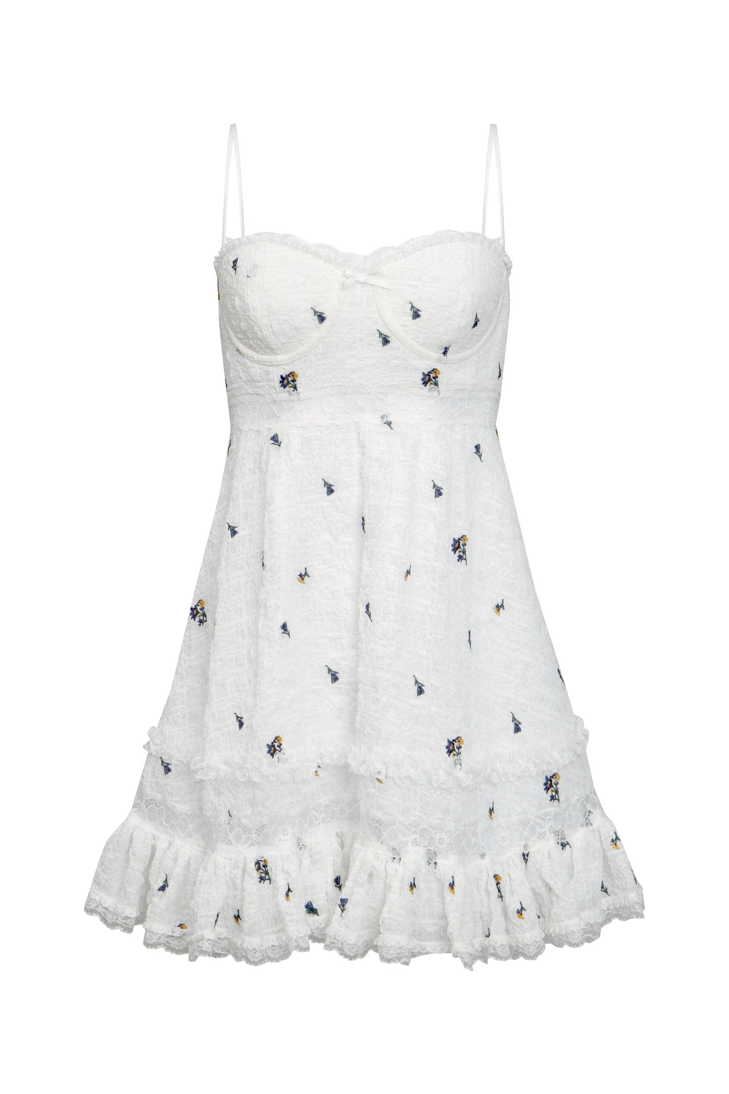 Vestido lencero corto con bordado floral de Setlla