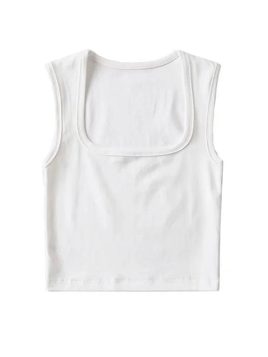 Deep Square Collar Vests 2025 Summer New Fashion Sexy Women’s Crop Tops Sling Vest Camis