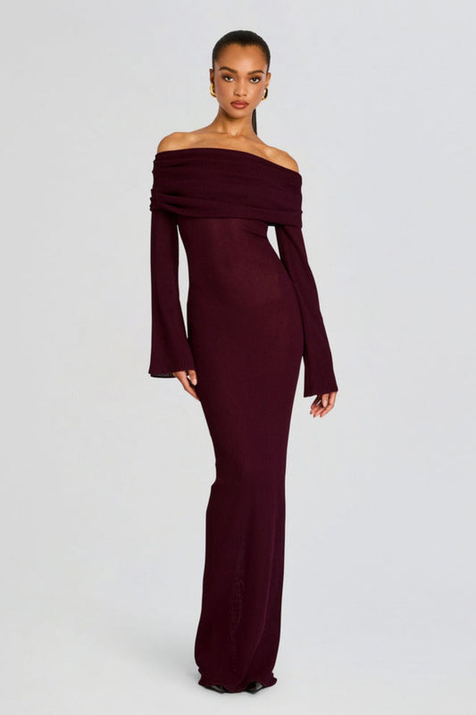 Liz Off Shoulder Maxi Knit Dress