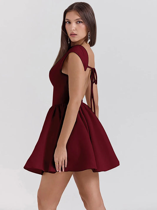 Fantoye Sexy Backless A-line Women Dress Black Sleeveless High Waist Dress Female Autumn Slim Elegant Party Clubwear Vestidos