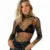 Sexy Women T Shirt See-through Mesh Sheer Long Sleeve Top Black White Clothes with Rhinestone Party Clubwear
