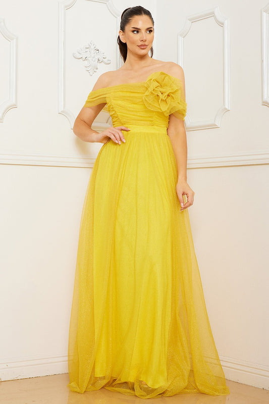 Symphony Dress - Glitter Mesh Tube Top Maxi Dress