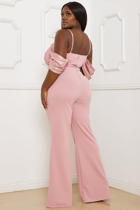 Symphony Jumpsuit - Sequin Off The Shoulder Plus Size Jumpsuit