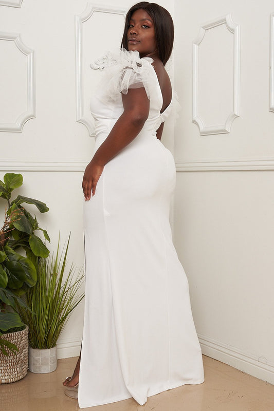 Symphony Dress - Mesh Tulle Shoudler Plus Size Maxi Dress