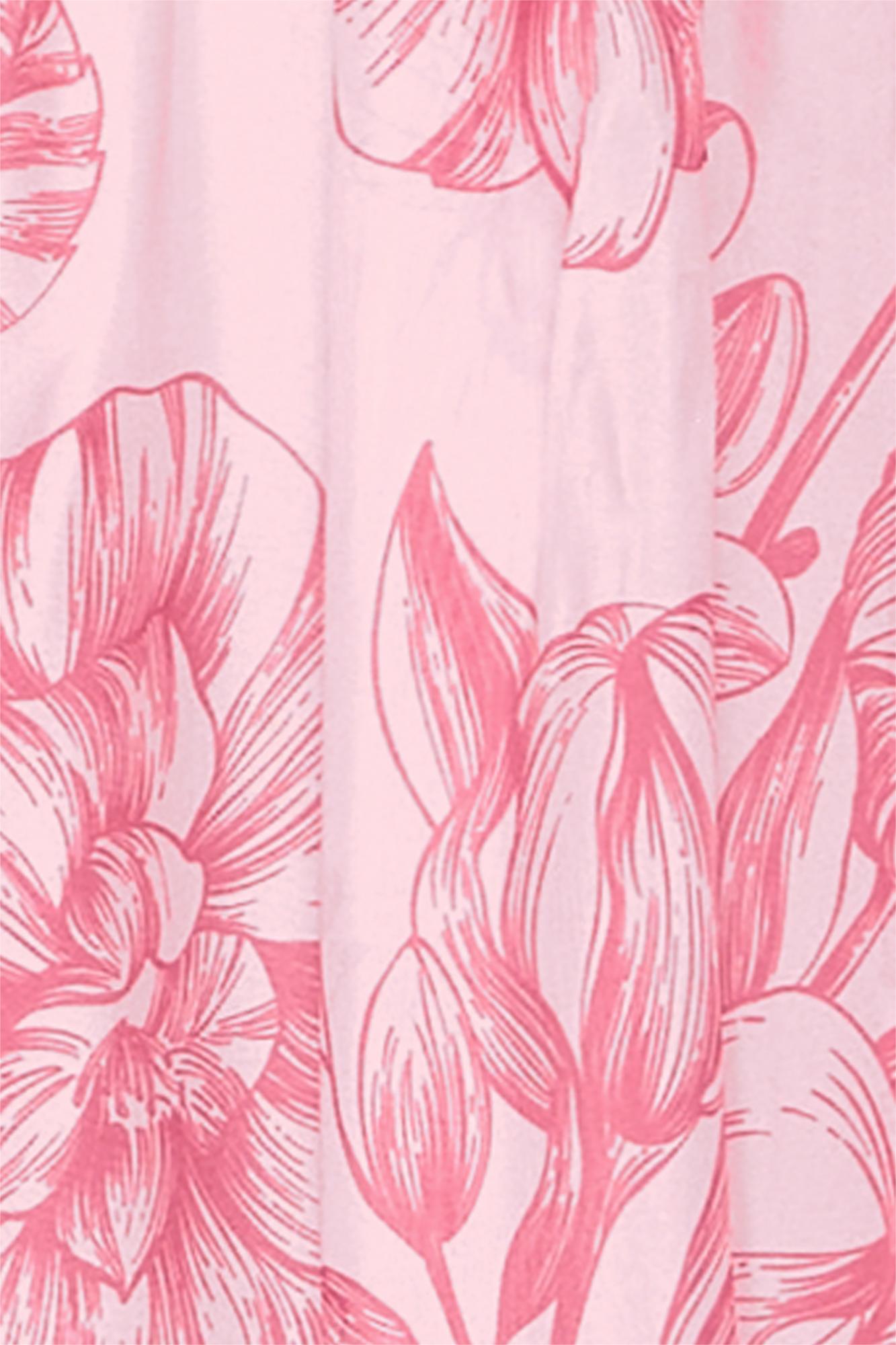 Vestido midi con mangas farol y cinturón floral