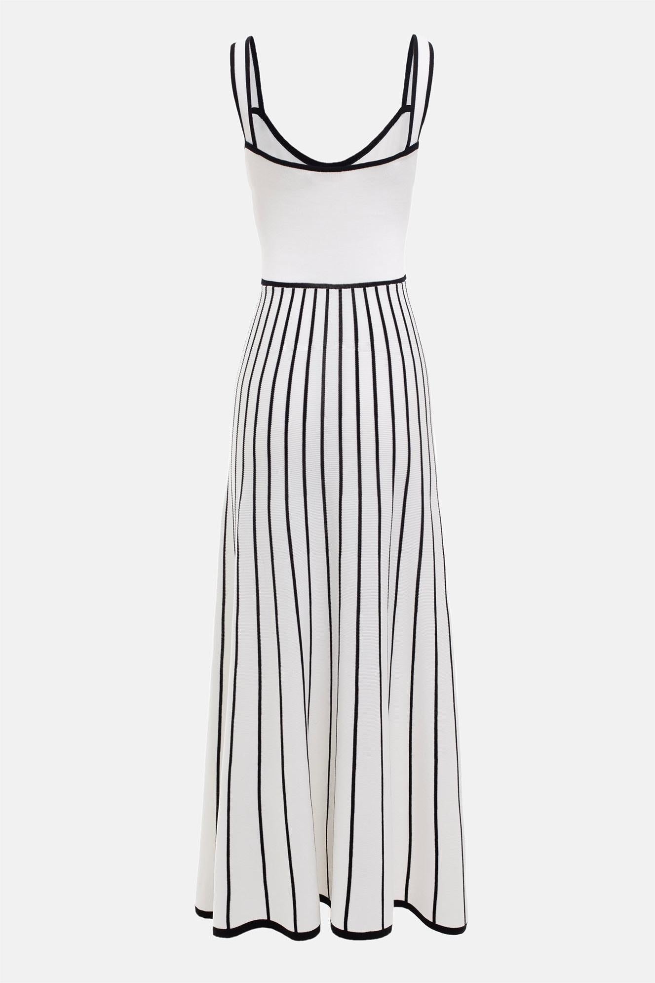 Vestido midi sin mangas de rayas de jersey