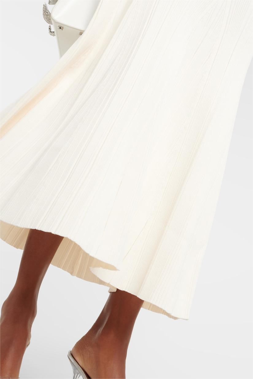 Vestido midi de manga larga con botones de jersey