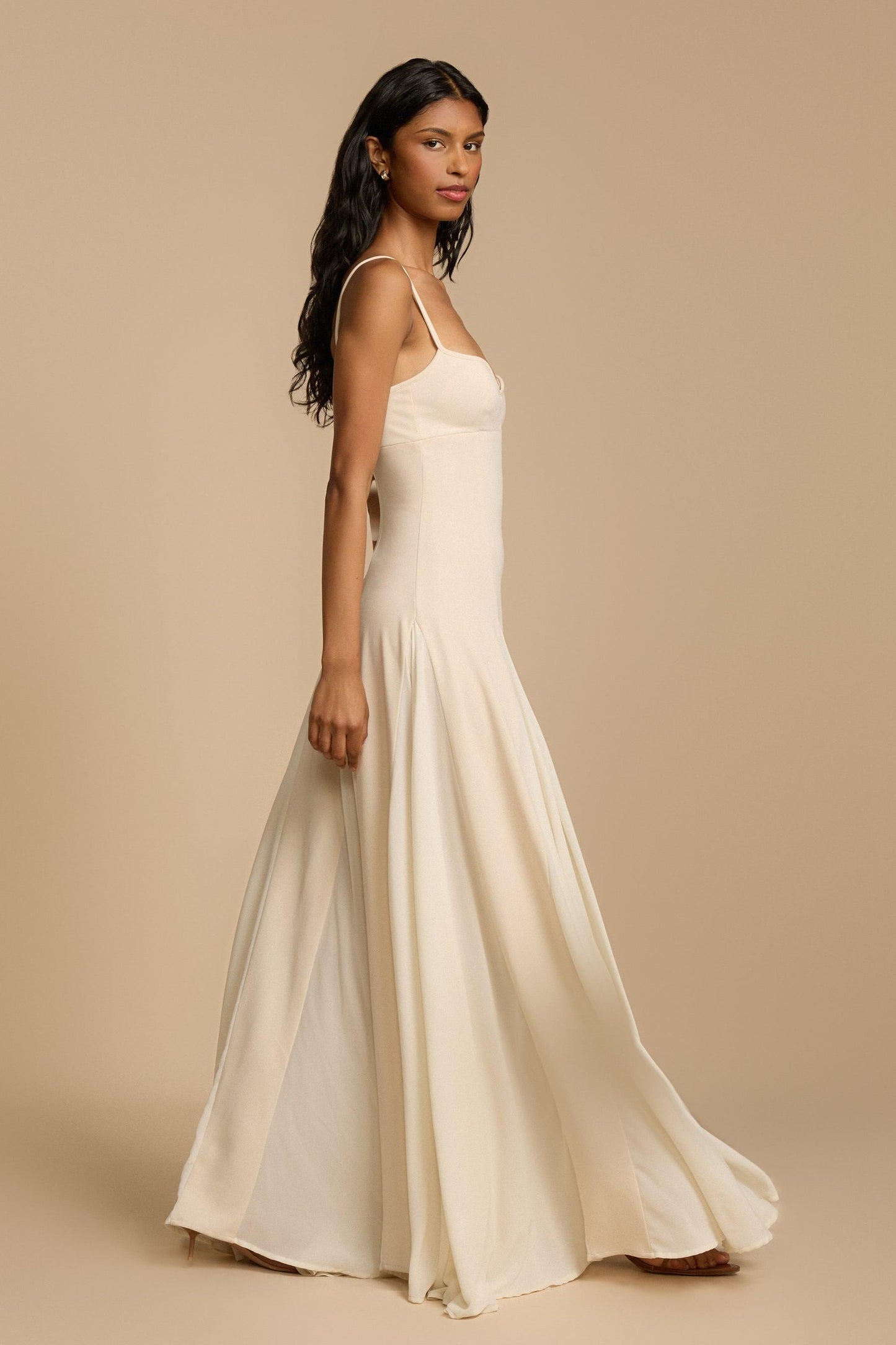 Vestido largo sin mangas de jersey liso