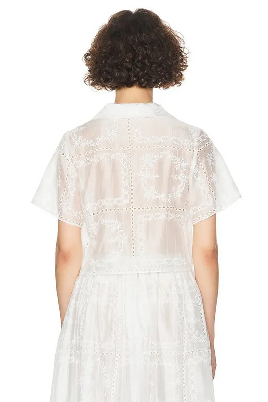 Solid Embroidred Top & Mid Waist Embroidered Skirt Set