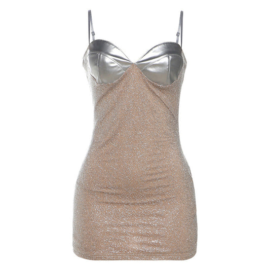Vestido lencero sexy de primavera y verano para mujer, vestido de tubo con cintura alta que favorece la figura.
