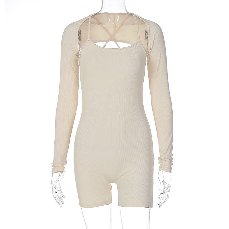 Mono ajustado con cuello en U y chal para mujer, ropa de otoño