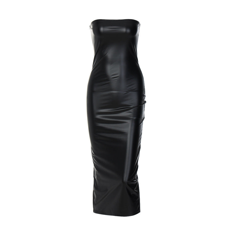 Vestido tubo sin mangas de otoño para mujer, sexy, adelgazante, con abertura y largo medio