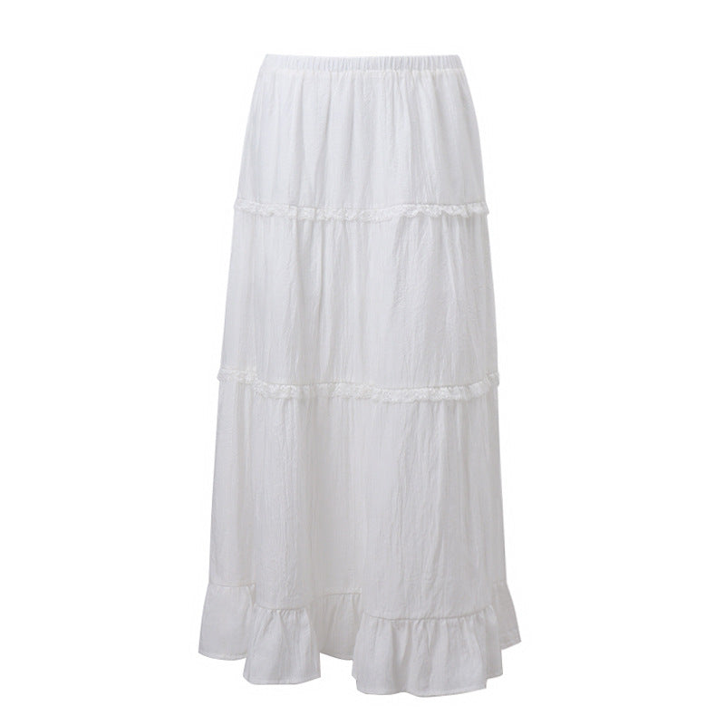 Traje de dos piezas francés dulce y sexy de moda de verano para mujer, top de tubo con hombros descubiertos y falda sin cinturón