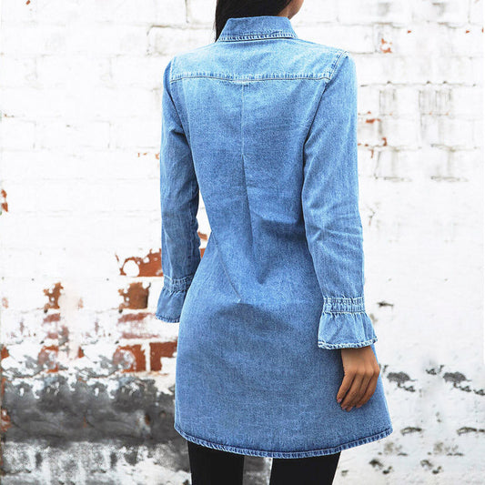 Chaqueta Mujer Otoño Invierno Nuevo Vestido Mezclilla Ajustado Moda Europea Vestido Mezclilla Mujer Sexy