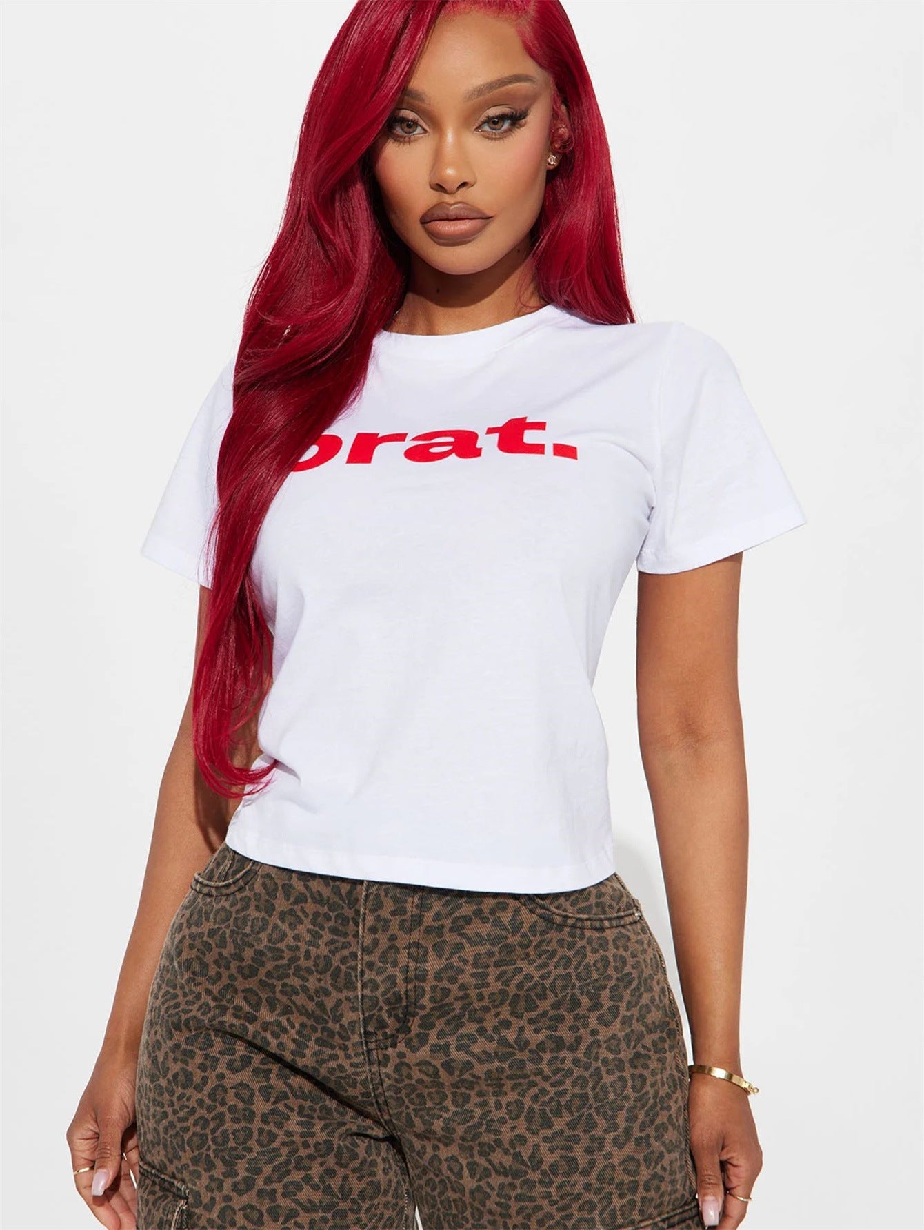 Camiseta corta de manga corta con cuello redondo sexy y corte ajustado de otoño