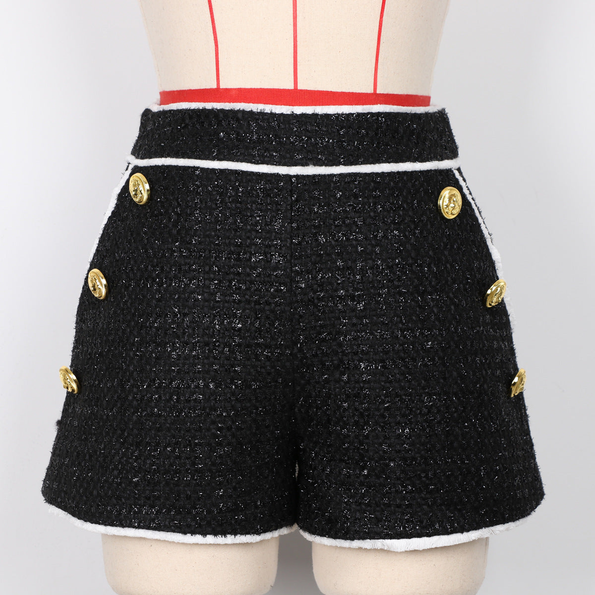 Conjunto de traje y blazer de tweed de alta gama para mujer, con cintura adelgazante y pantalones cortos de negocios.