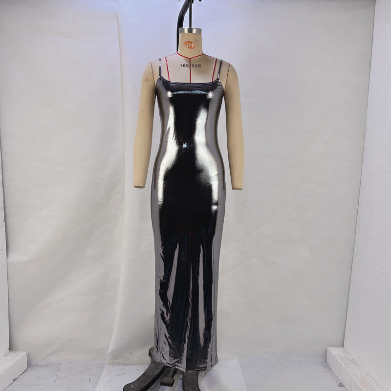 Vestido de invierno sexy con hombros descubiertos y tirantes finos para mujer