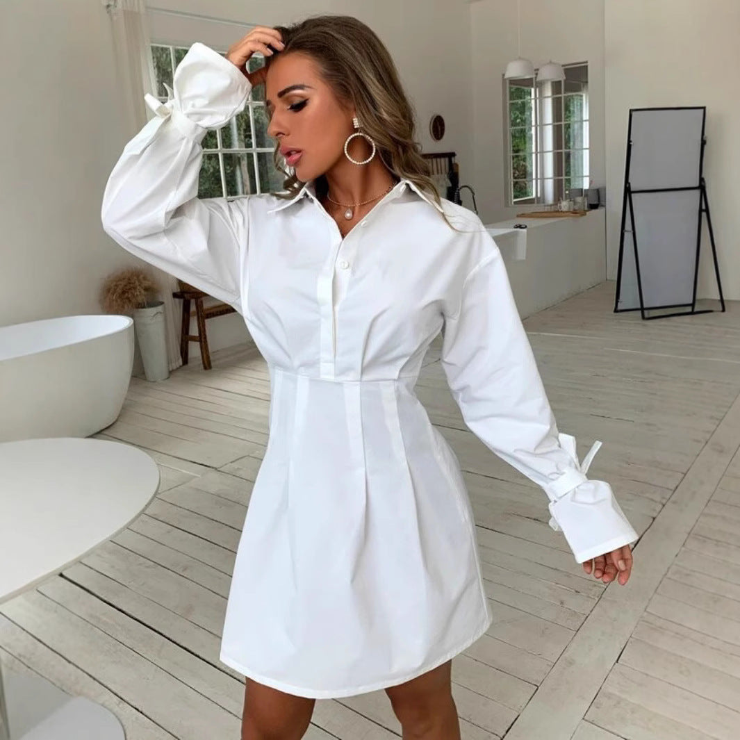 Vestido sexy de manga larga con escote en V profundo para mujer, ideal para otoño e invierno.