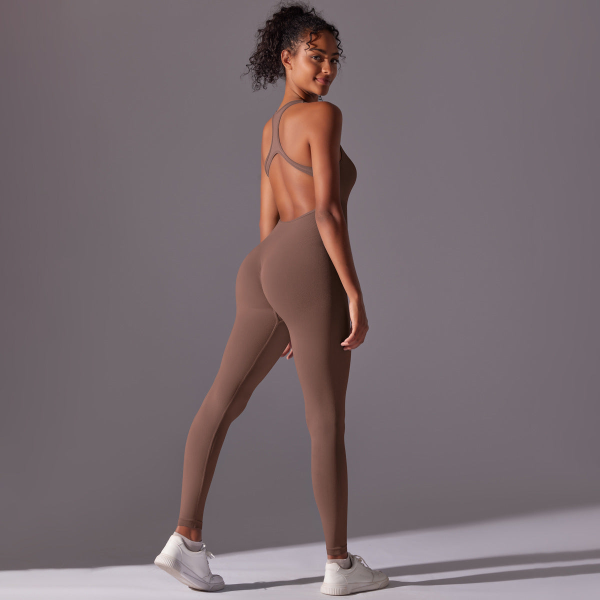 Spring Gym Seamless Shaping Yoga Jumpsuit Integrated Belly Contracting Close Fitting Sports Back Shaping One Piece