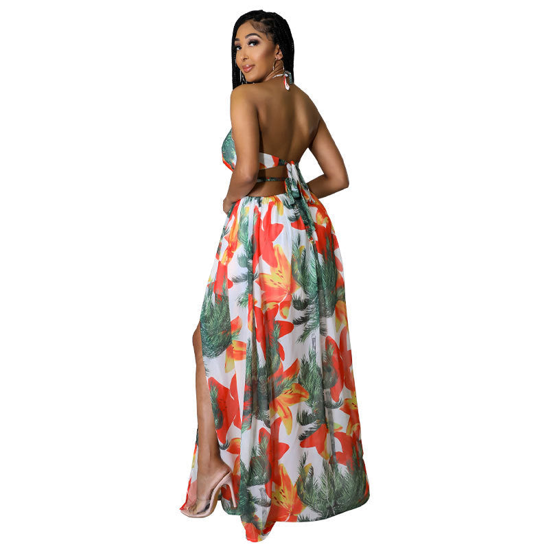 Vestido floral de mujer, vestido de longitud media con tirantes, vestido estampado francés