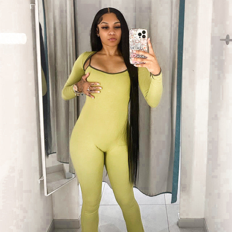 Mono ajustado sin mangas con cuello cuadrado popular para mujer