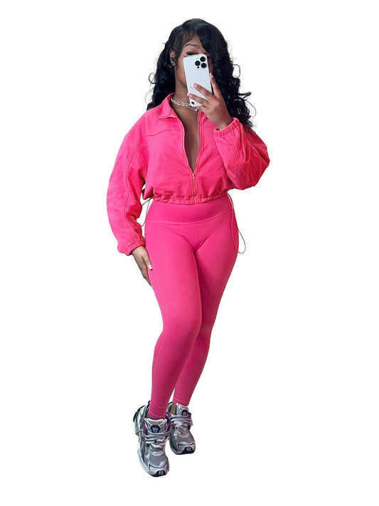 Traje informal de dos piezas con cremallera y hebilla elástica para mujer, cintura con hombros caídos y mangas