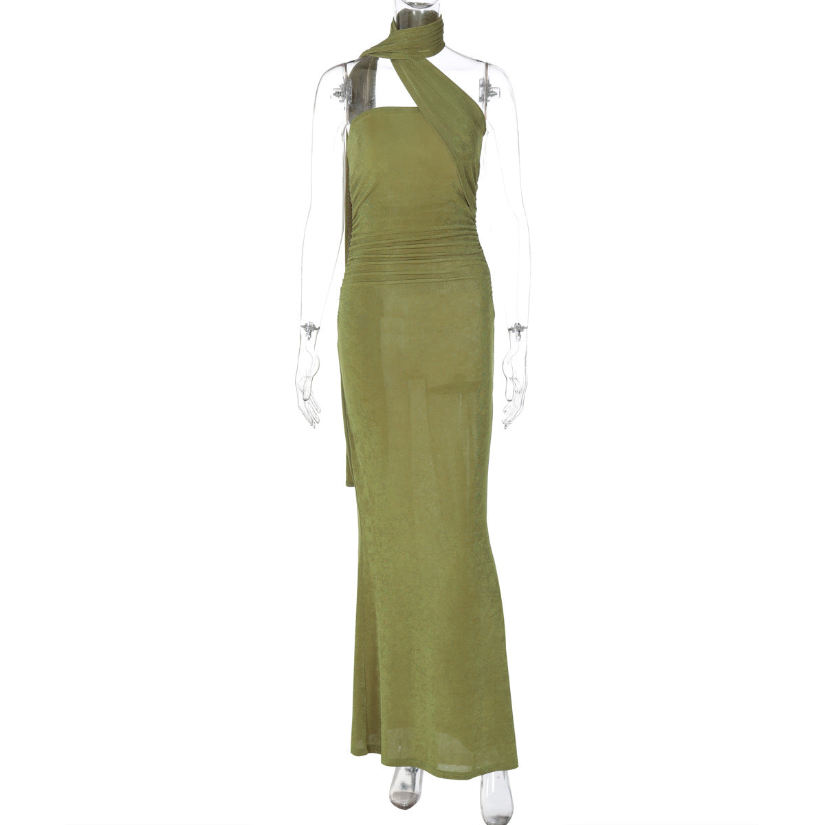 Vestido tubo sexy sin mangas para mujer, ajustado, largo y con lazo