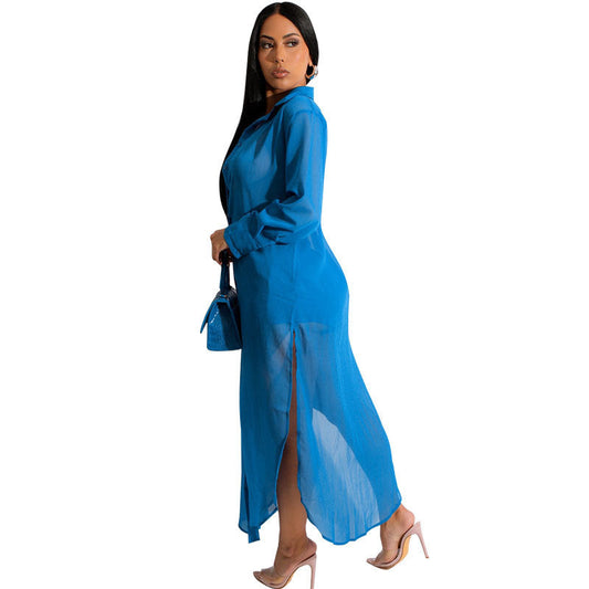 Conjunto de dos piezas de gasa de color liso para mujer, informal, de verano