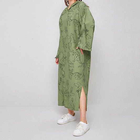 Suéter de Oriente Medio con capucha para mujer, vestido holgado de oficina para socialité