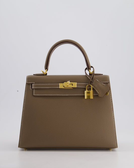 Hermès Kelly 25cm Sellier Bag in Etoupe Epsom Leather and Gold Hardware