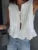 Camiseta sin mangas blanca con banda acanalada para mujer, chaleco ajustado sin mangas con agujeros, moda de verano, chaleco con cordones para mujer, top Y2k