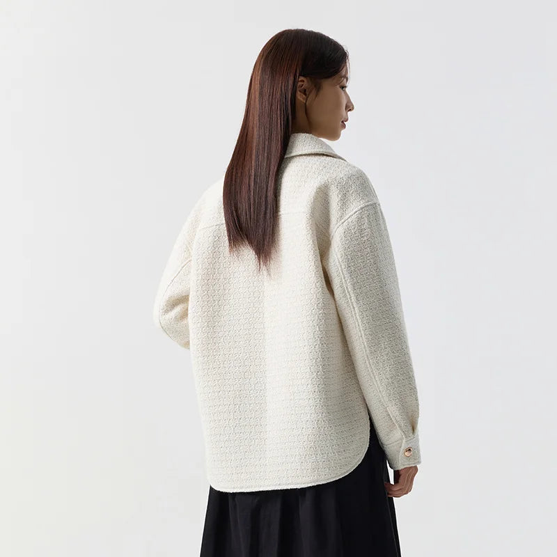Prendas de abrigo para mujer, estilo medio largo, con abertura, nueva primavera, top de tweed de mezcla de lana
