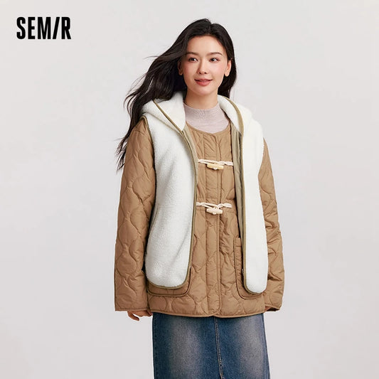 Cotton Jacket Women Imitation Lamb Wool Vest Waterproof Lightweight Cotton Jacket Winter New Two-Piece Set