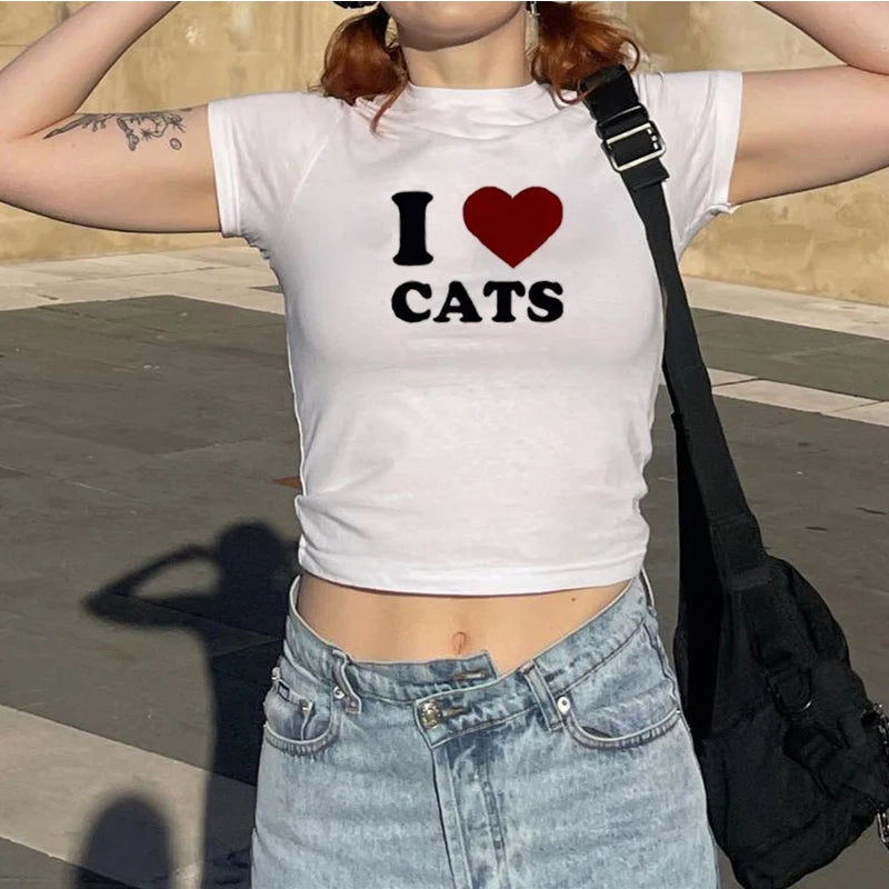 Nueva camiseta estampada, top casual de manga corta de moda, camiseta de chica electrónica sexy de verano Y2K, ropa de mujer