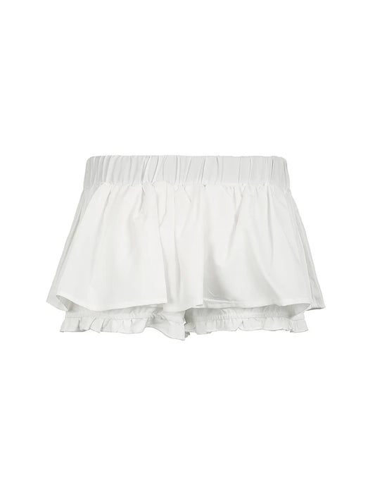 Sweet Girl Belt Low Waist A Line Mini Lining Shorts Skirts Women Korean Fashion Balletcore Clothes