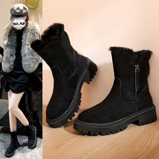Casual Suede Ankle Boots with Zipper and Heel for Women | Great for Casual Days