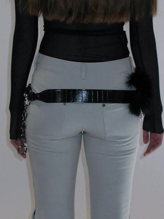 Cinturón de piel sintética elegante y moderno para mujer, diseño combinable, estilo retro Y2K, accesorio de moda