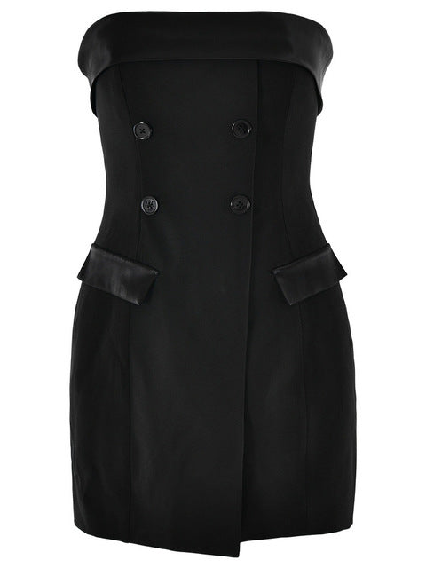 Elegante traje ajustado para mujer, vestido de otoño e invierno, nueva falda sexy sin tirantes, vestido ajustado sin espalda para fiesta y club.