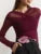 Camiseta de malla con cuello en V y retazos para mujer, top liso de manga larga, estilo Y2k, top sexy para mujer para otoño