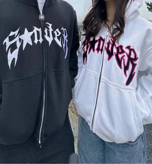 Sudadera con capucha y sudaderas para parejas de Halloween europeas personalizadas Y2K para mujer, Spider Woman grande