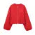 Retro Solid Woolen Women’s Bomber Jacket Long Lantern Sleeves Pockets O-neck Loose Female Coat Autumn High Street Outwears