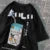 Camiseta holgada informal de manga corta con estampado de gato japonés para hombre y mujer, ropa de calle de algodón, estilo Harajuku