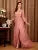 Vestido de noche elegante con escote en V y abertura con apliques de gasa, vestido de fiesta, vestido de dama de honor